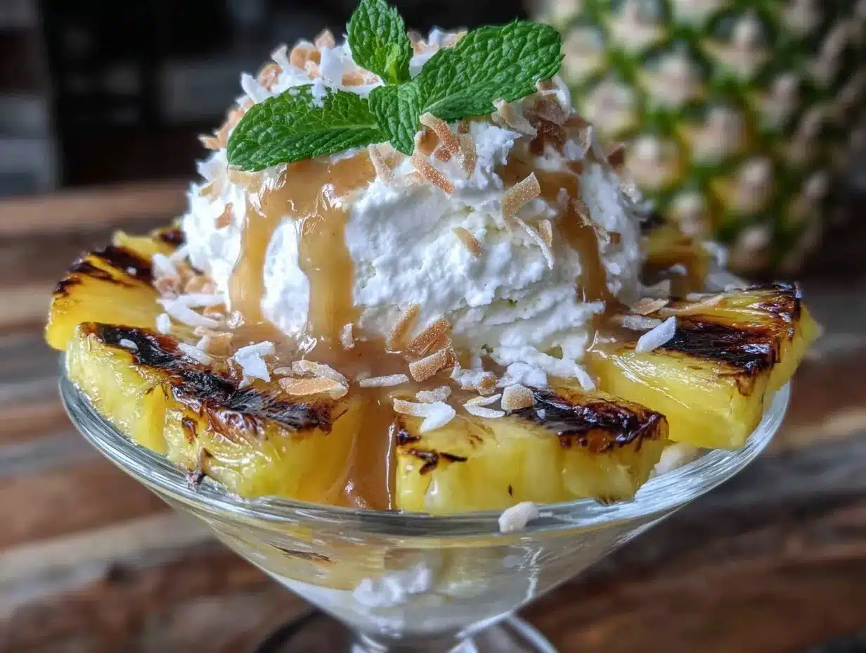 grilled pineapple sundae preparation steps