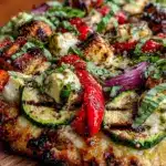 grilled vegetable and halloumi flatbread pizza - featured image
