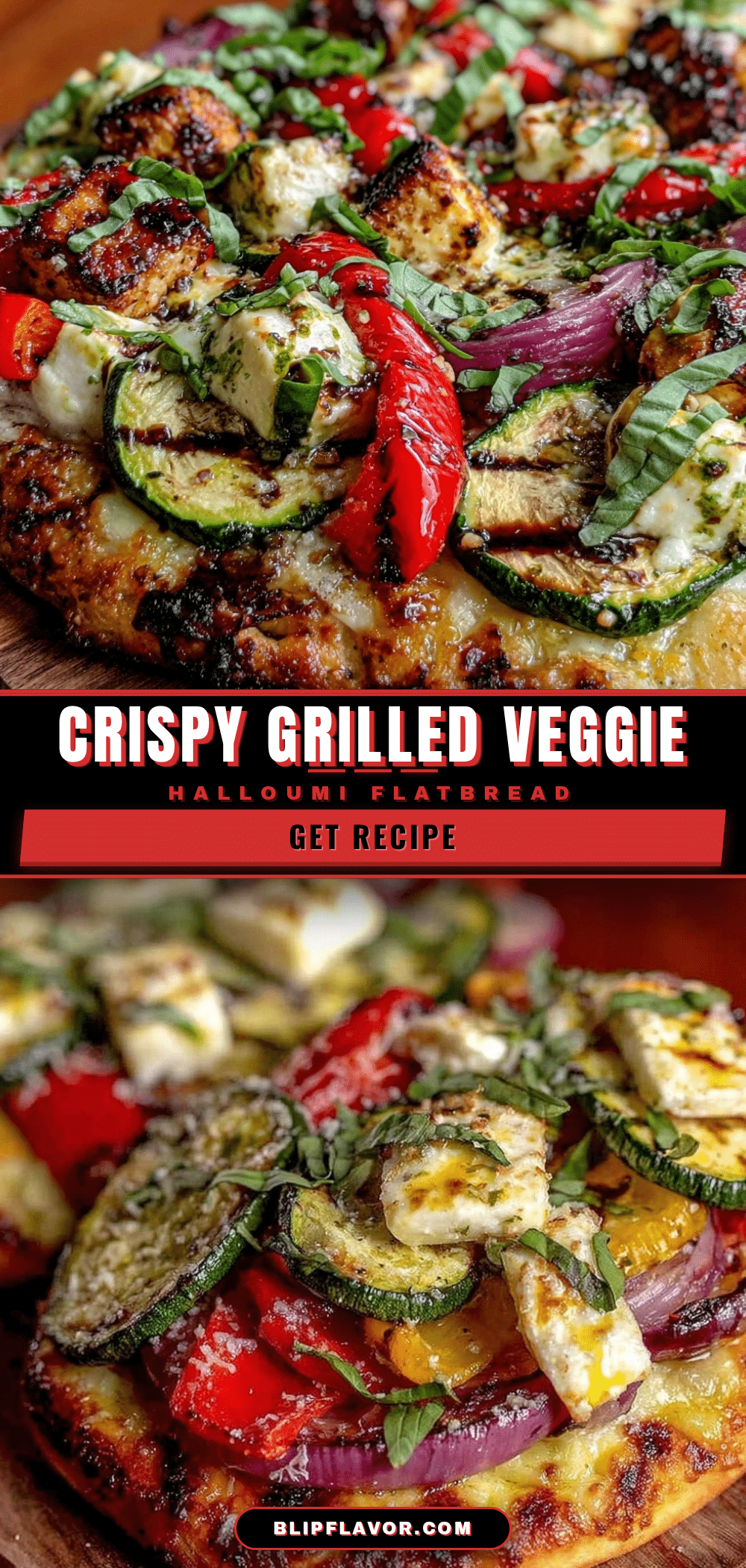 grilled vegetable and halloumi flatbread pizza recipe