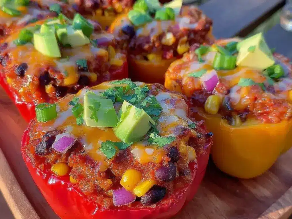 ground turkey taco stuffed peppers - featured image