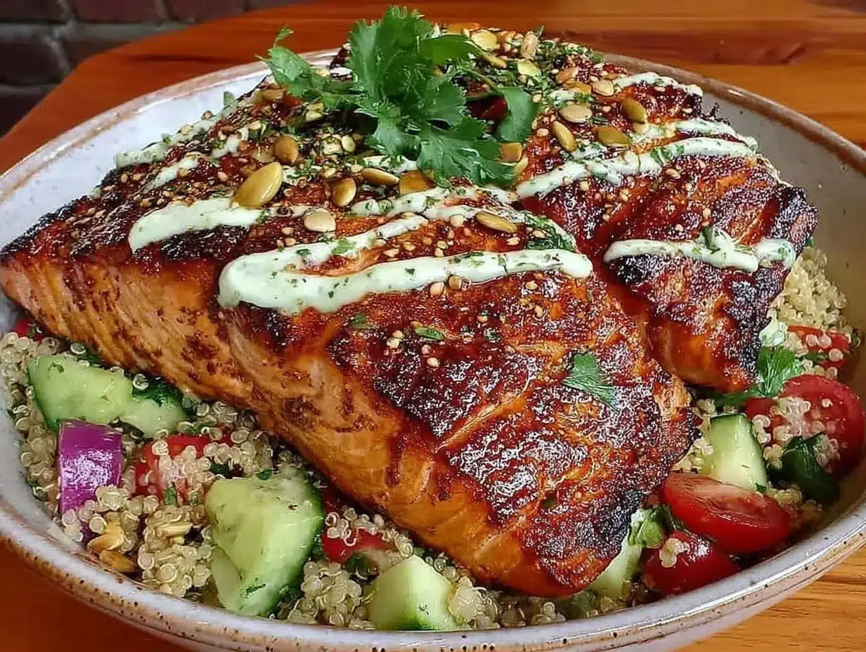 healthy grilled salmon quinoa bowl preparation steps