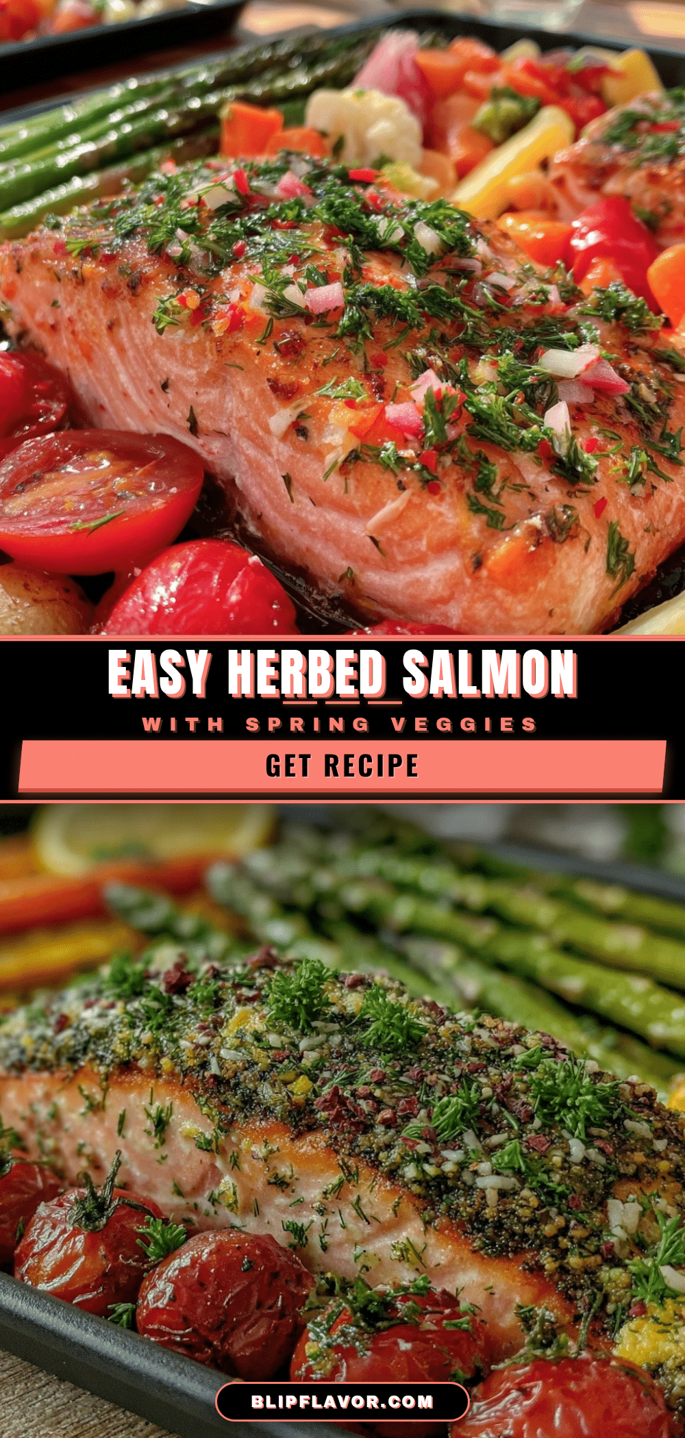 herbed salmon with sheet pan spring vegetables recipe