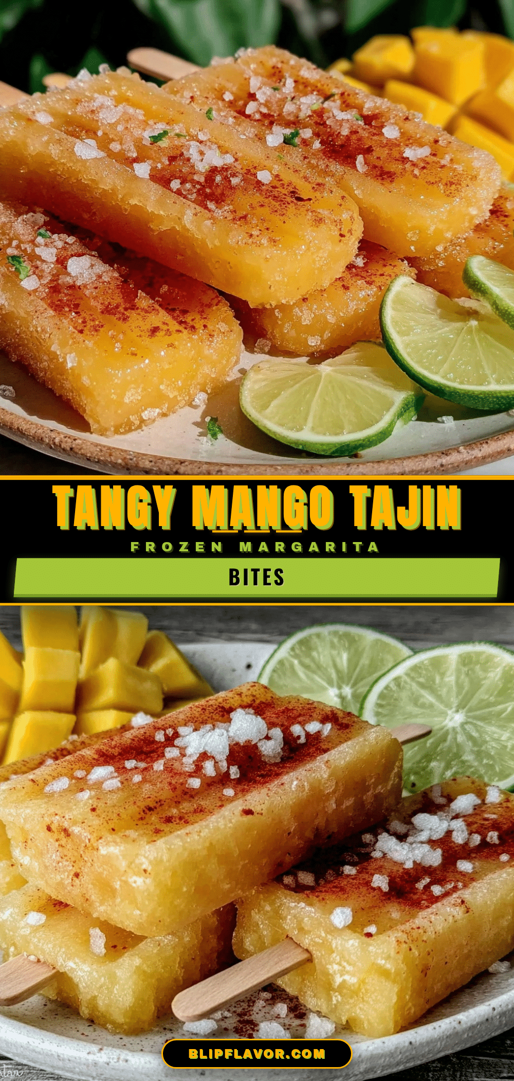 Mango Tajin Frozen Margarita Popsicle Bites recipe