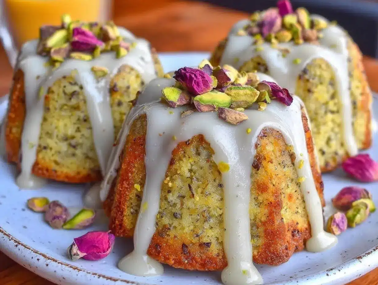 mini rosewater pistachio bundt cakes preparation steps