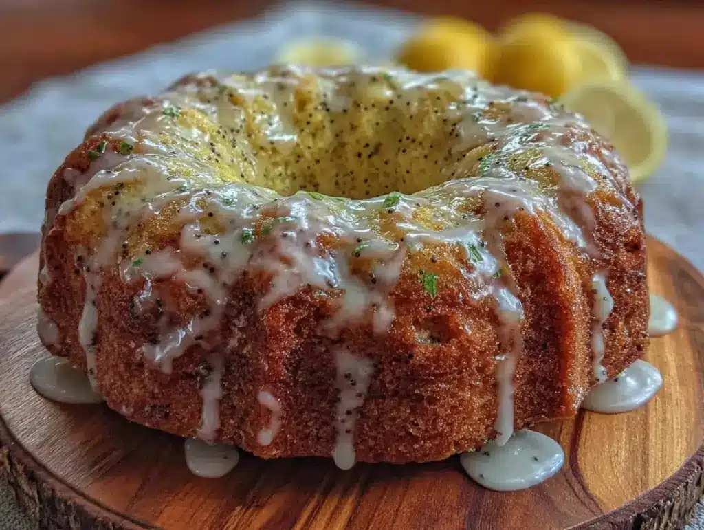moist lemon poppy seed bundt cake - featured image