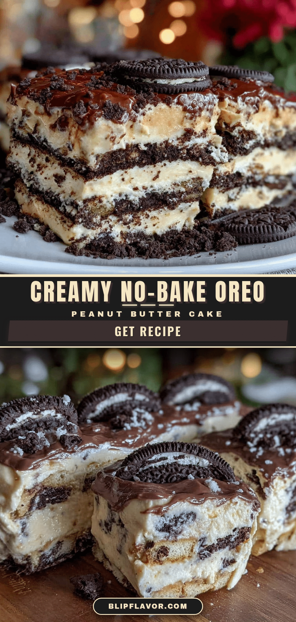 no bake Oreo peanut butter icebox cake recipe