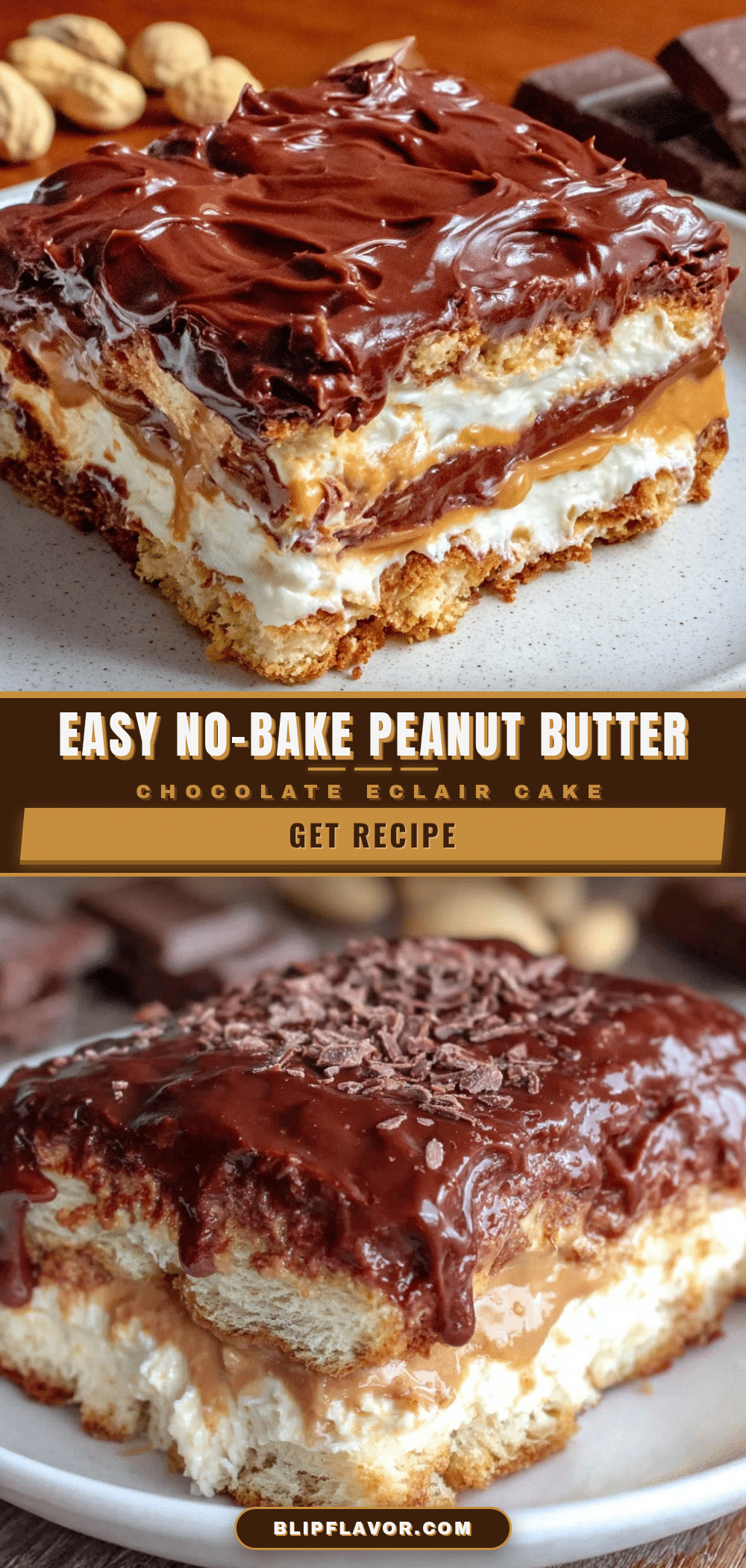 no bake peanut butter chocolate eclair cake recipe