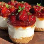no bake strawberry cheesecake jars - featured image