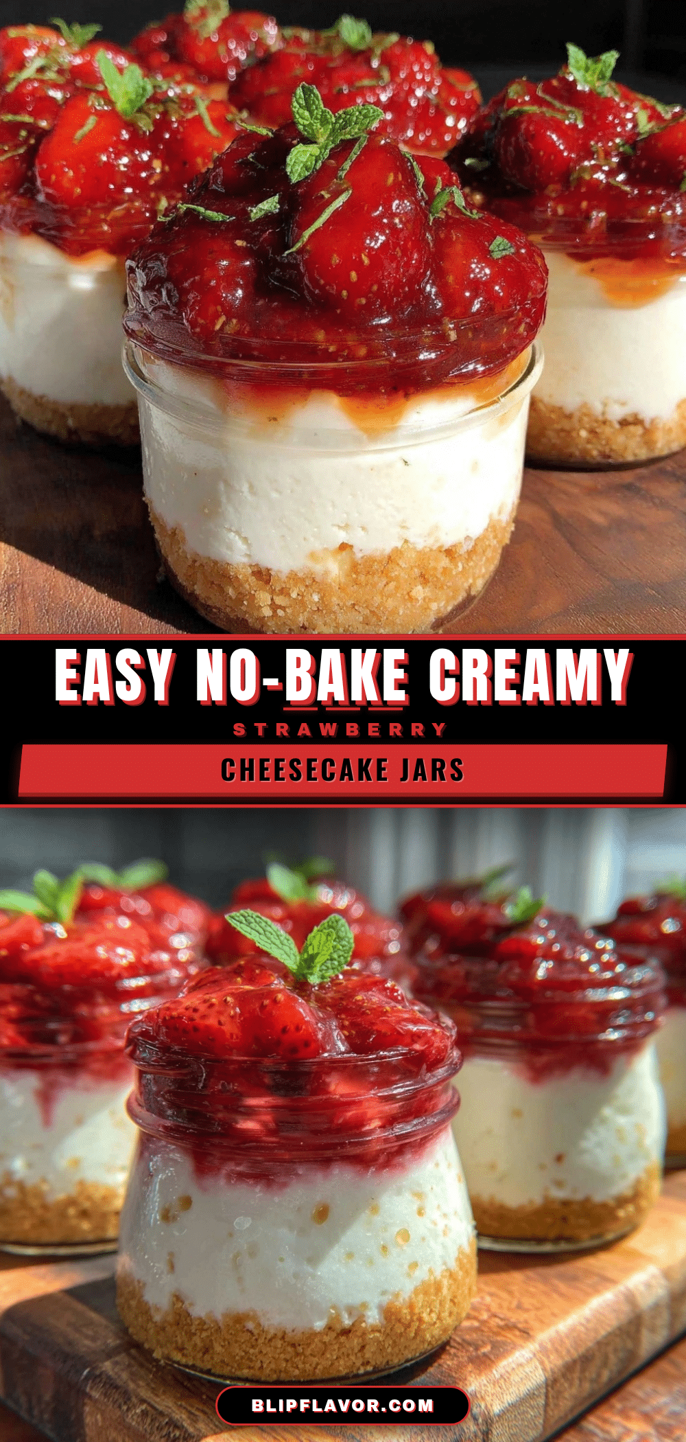no bake strawberry cheesecake jars recipe