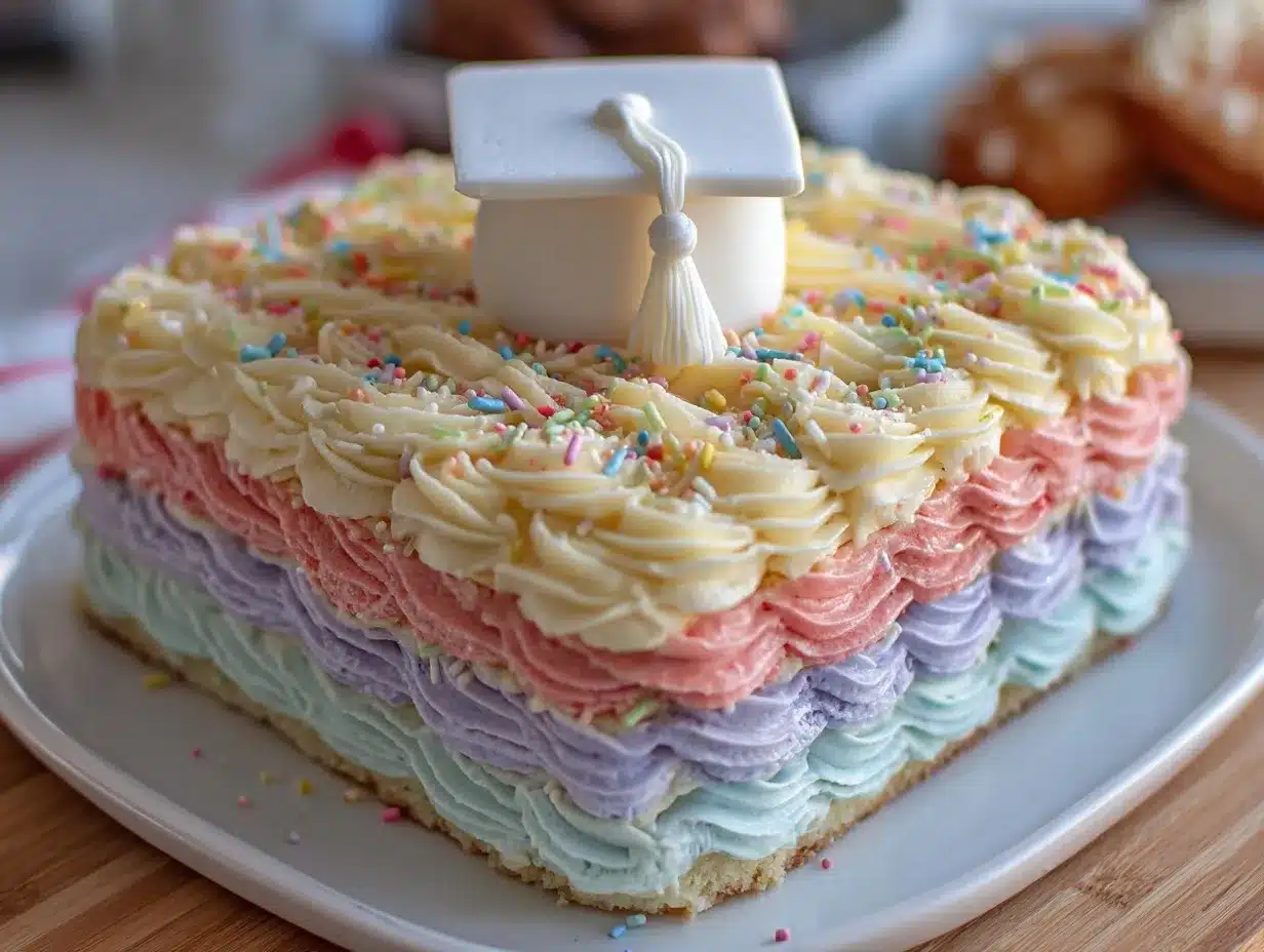 ombre buttercream graduation sheet cake preparation steps