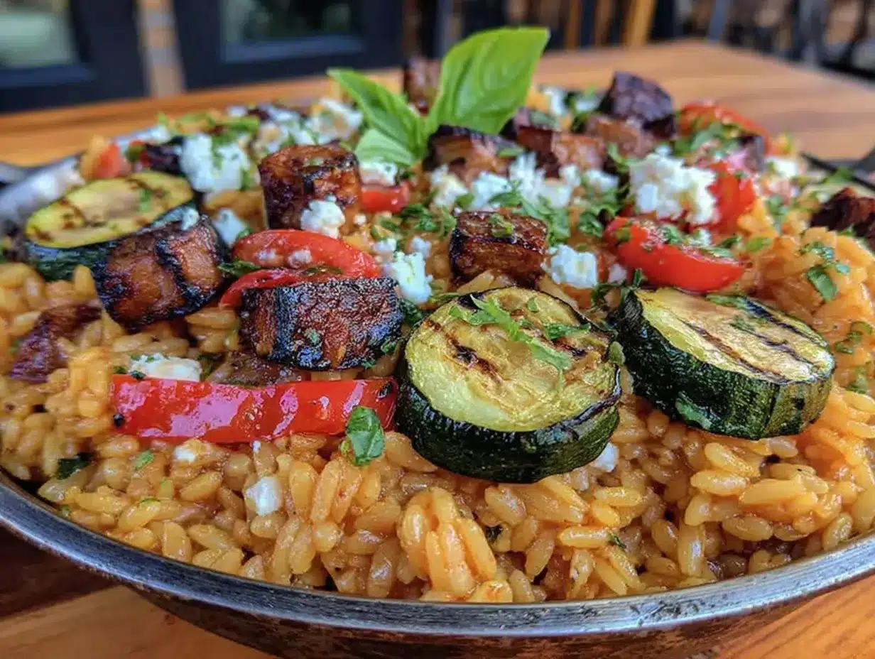 one-pan Mediterranean orzo preparation steps