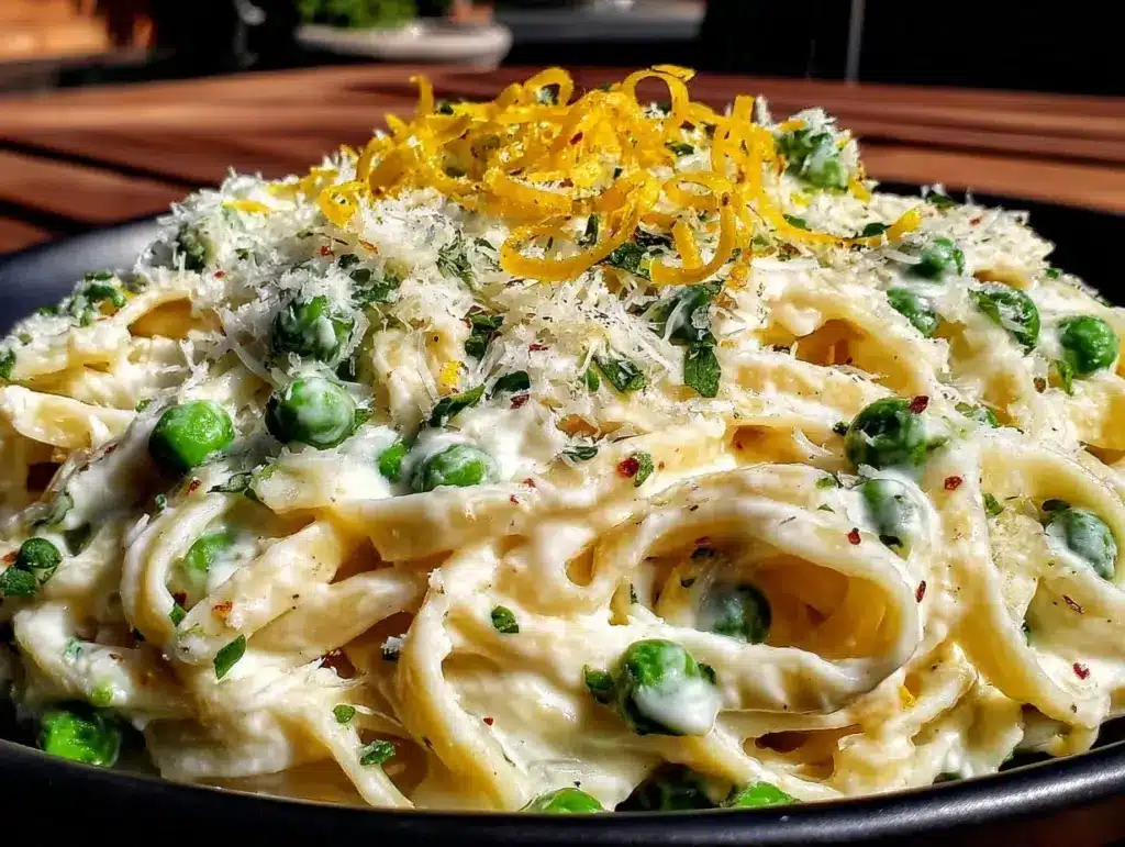 one-pan spring pea and ricotta pasta - featured image