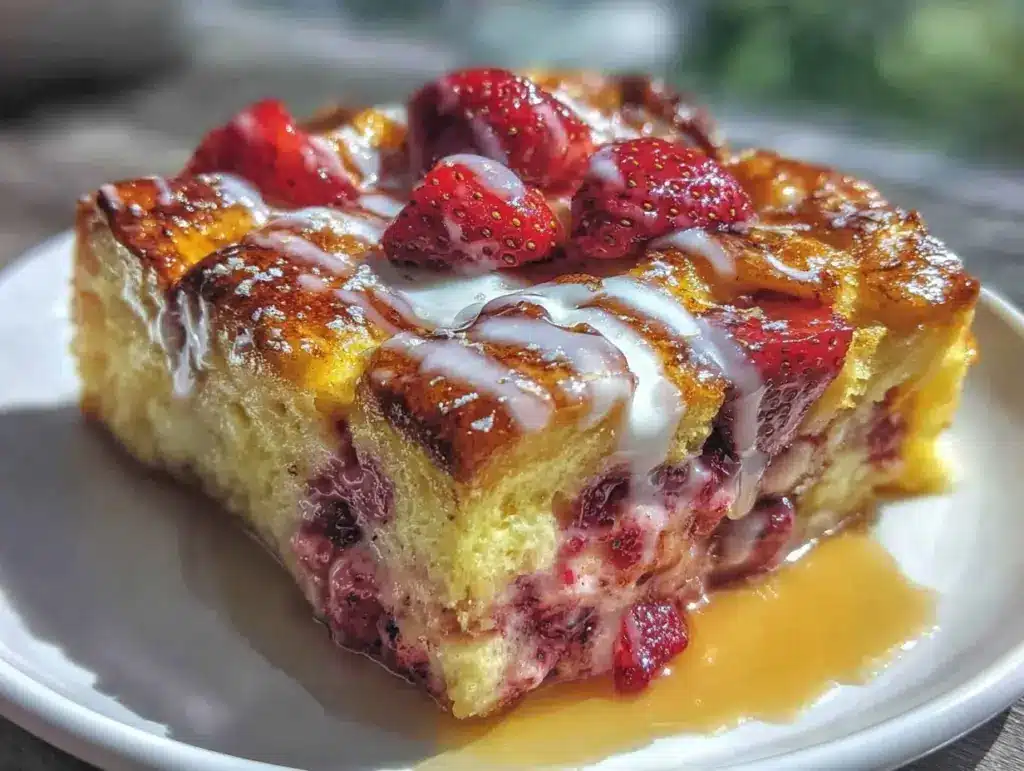 overnight strawberry cream cheese french toast bake - featured image