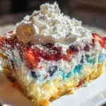 patriotic layered jello poke cake - featured image