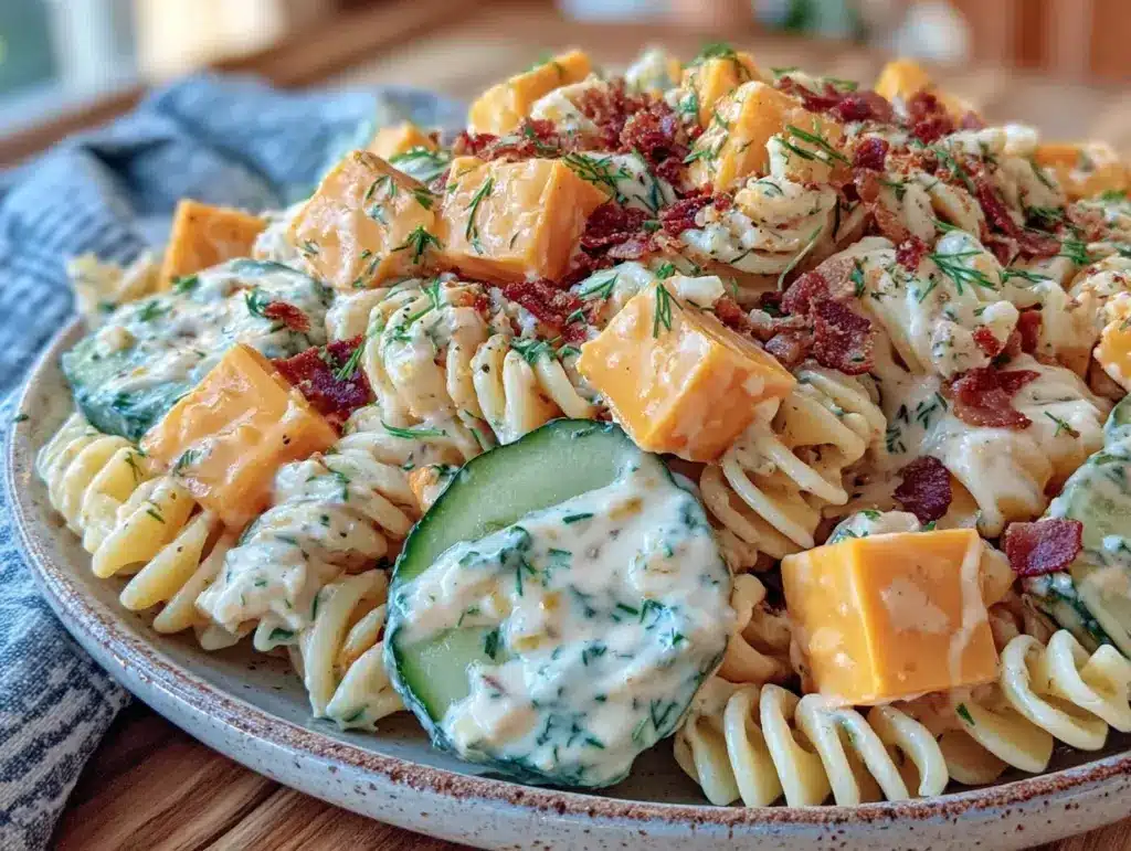 pickle lovers dill pasta salad - featured image