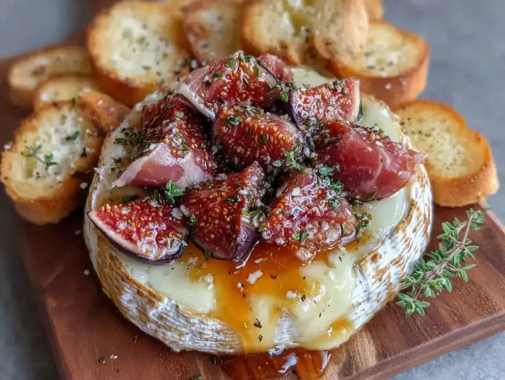 prosciutto and fig baked brie board - featured image