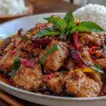 quick thai basil chicken stir fry - featured image