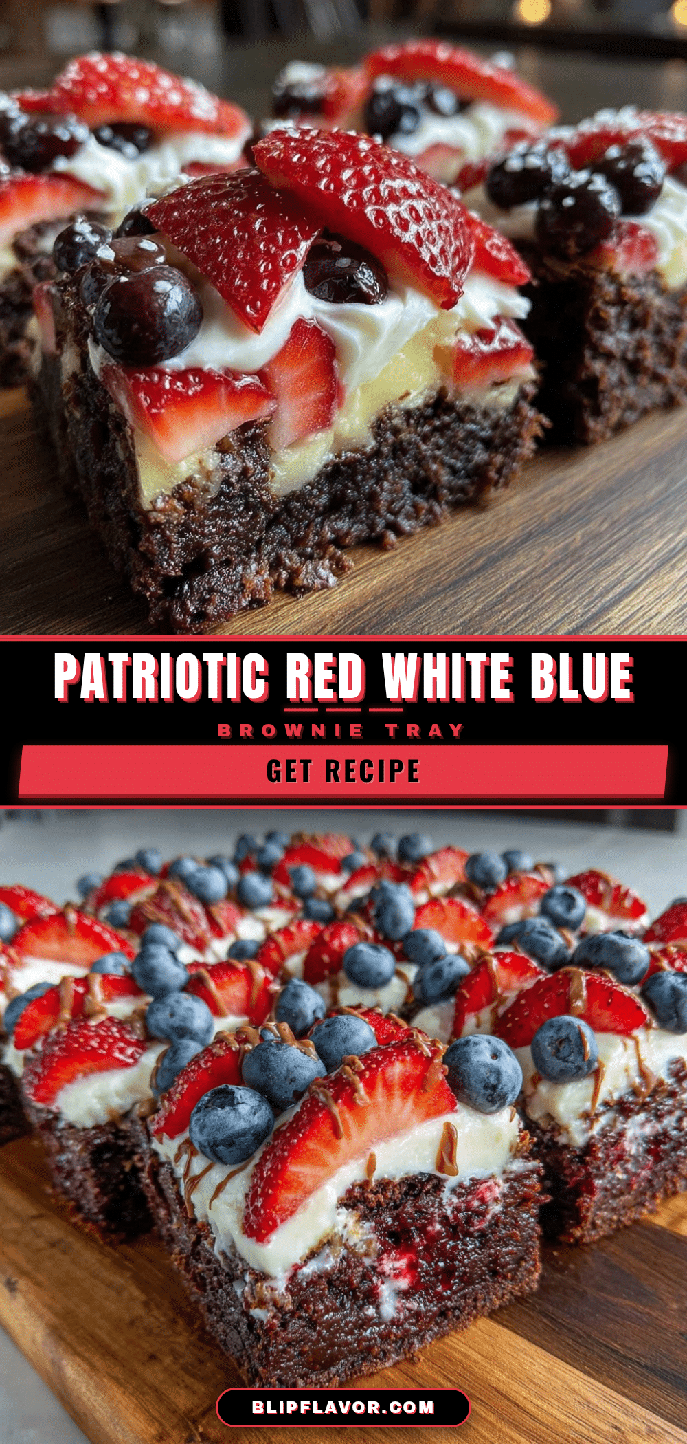 red white and blue brownie flag tray dessert recipe