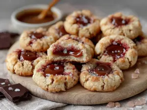 salted caramel thumbprint cookies - featured image