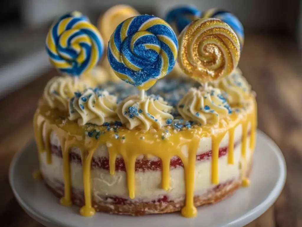 school colors drip cake - featured image