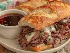 slow cooker french dip sandwich - featured image