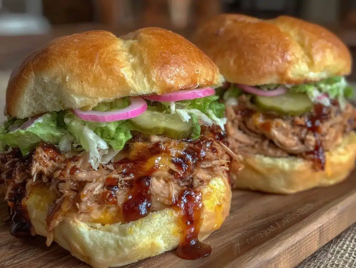 slow cooker honey garlic bbq pulled chicken sandwiches preparation steps