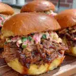 smoked bourbon bbq brisket sliders - featured image