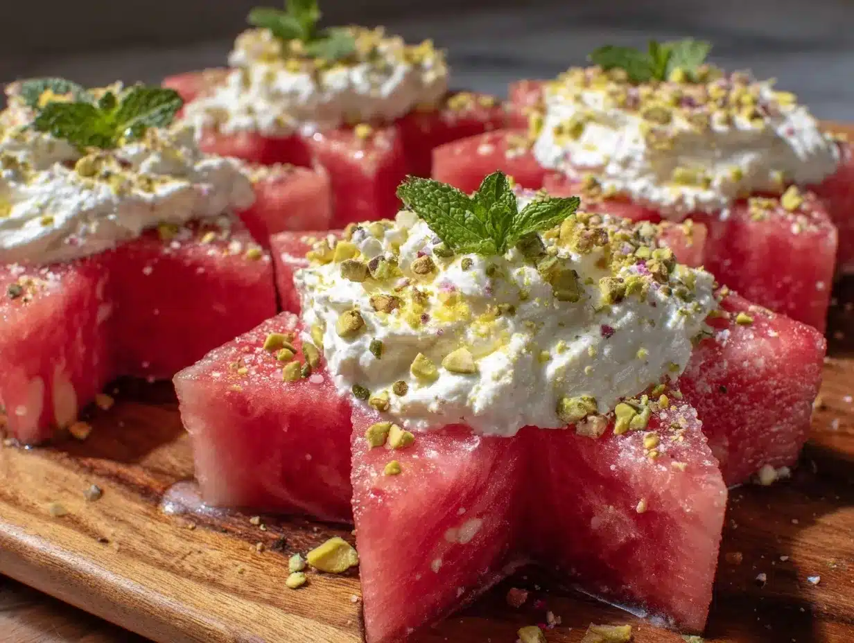 star-shaped watermelon pizza preparation steps