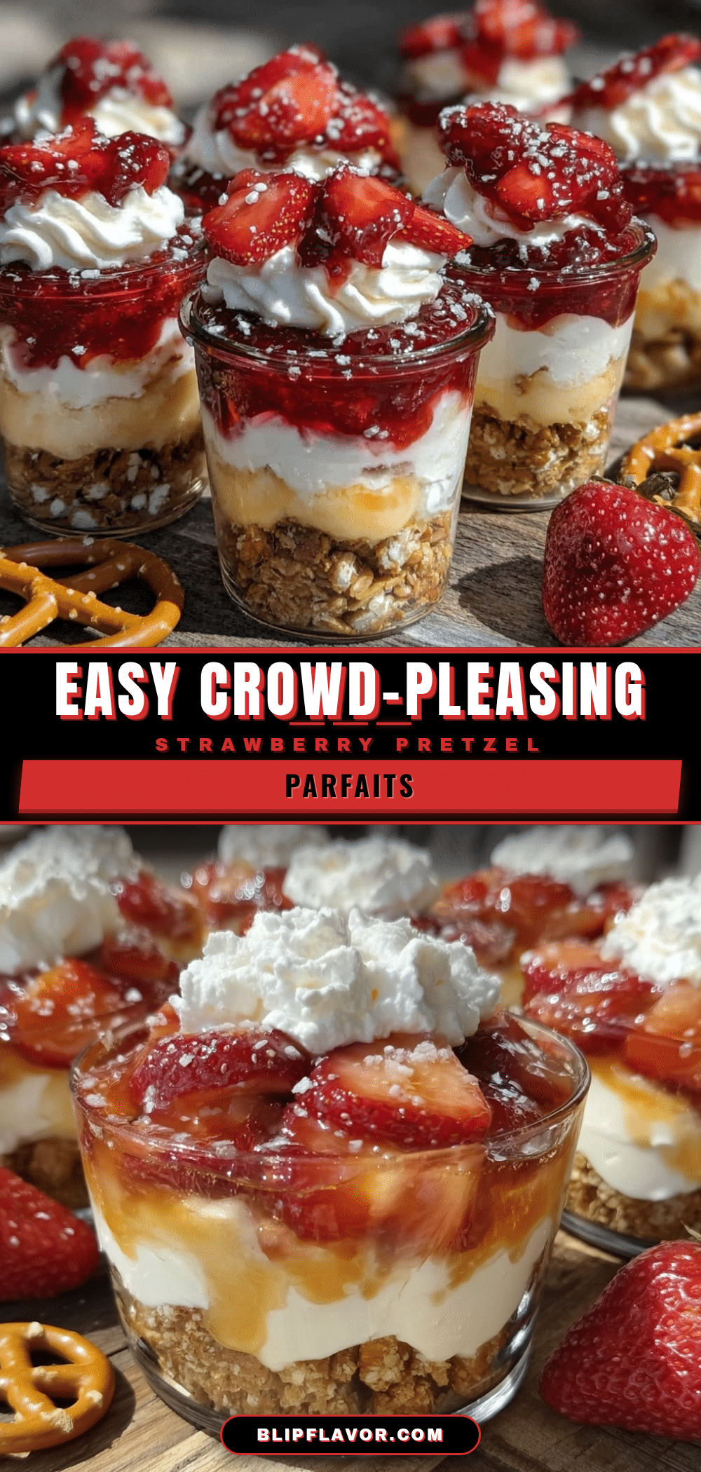 strawberry pretzel salad parfait cups recipe
