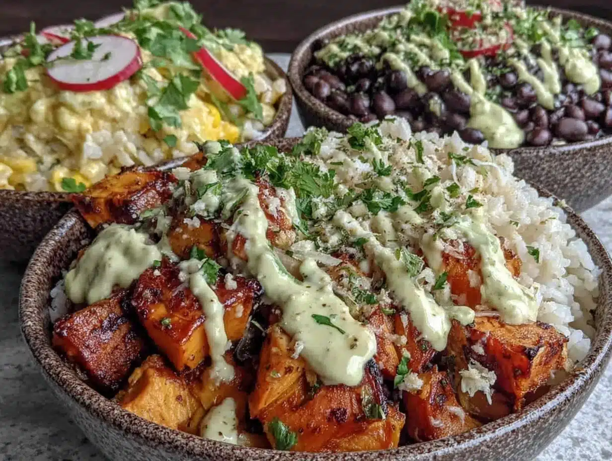 sweet potato black bean burrito bowls preparation steps