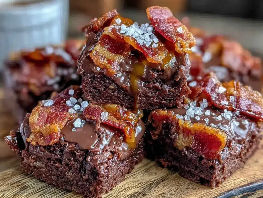 whiskey maple bacon brownies - featured image